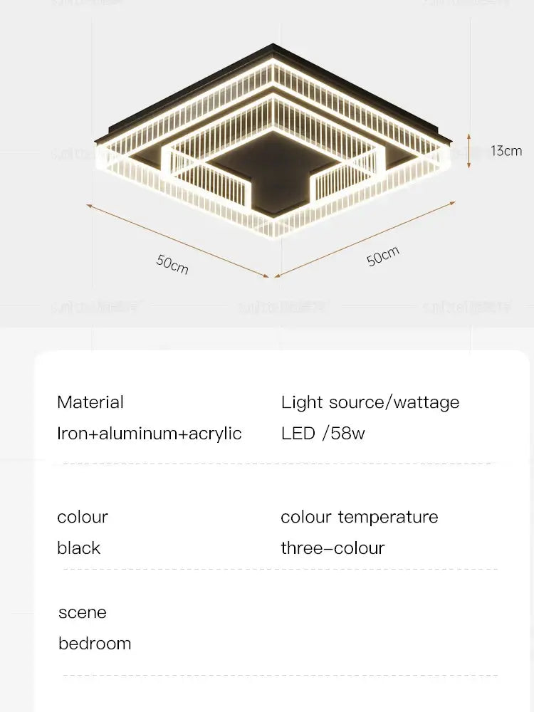 Modern geometric led black chandelier acrylic ceiling lamp with iron and aluminum for living room decorbites led black