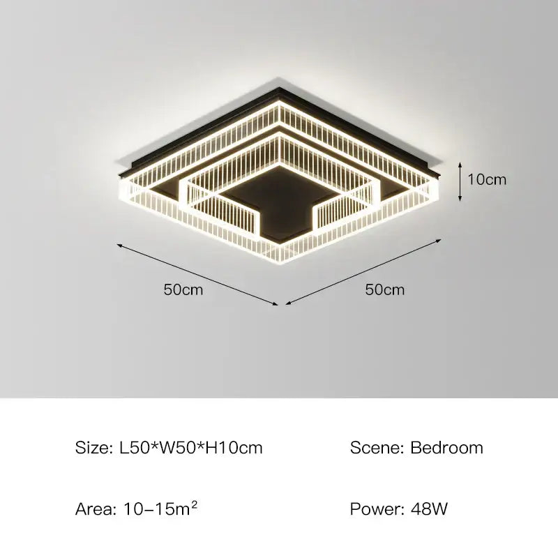 Modern geometric led black chandelier acrylic ceiling lamp with sleek illuminated bars for living room decorbites led black