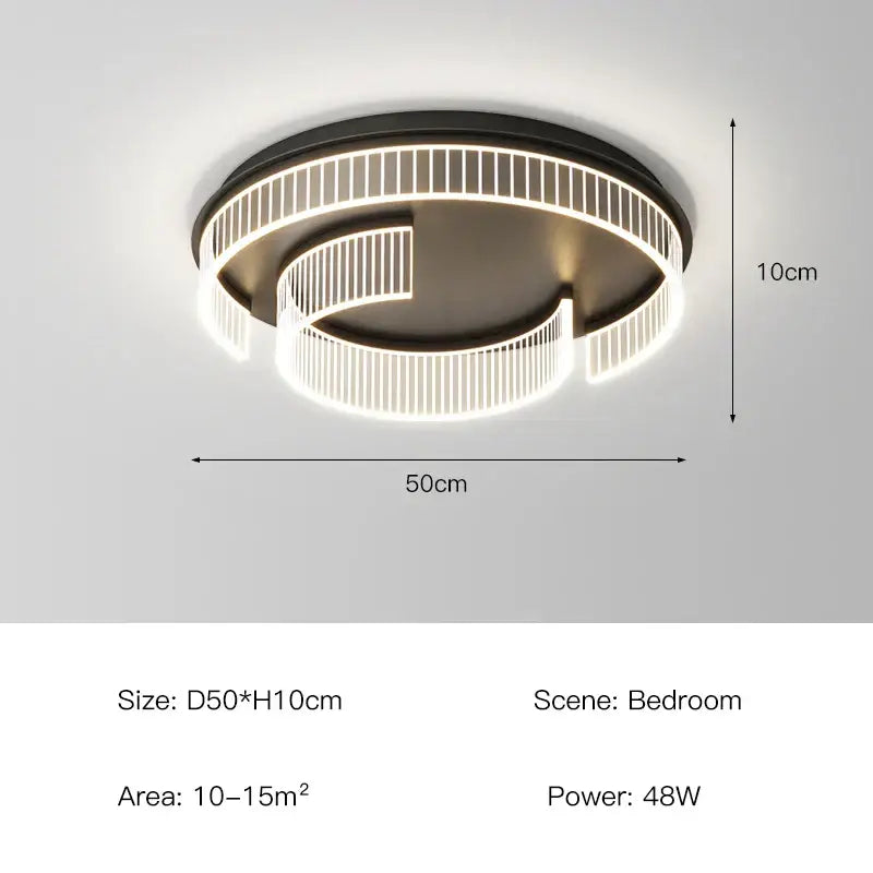 Modern geometric led black chandelier acrylic ceiling lamp with illuminated vertical slats and minimalist black decorbites led black design