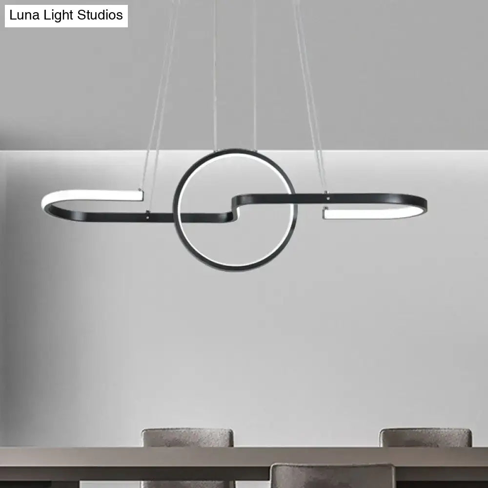 DecorBites™ modern black gold metal pendant light with sleek circular led elements and warm white light kit for dining rooms