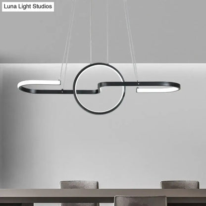 DecorBites™ modern black gold metal pendant light with sleek circular led elements and warm white light kit for dining rooms
