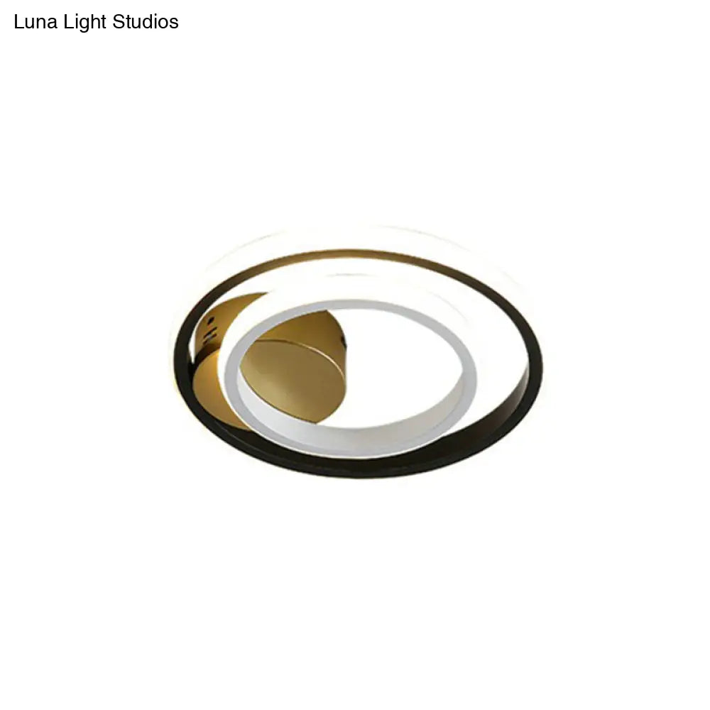 DecorBites™ DecorBites™ Modern Geometric LED Flush Ceiling Light in Black and White - Aluminum Finish