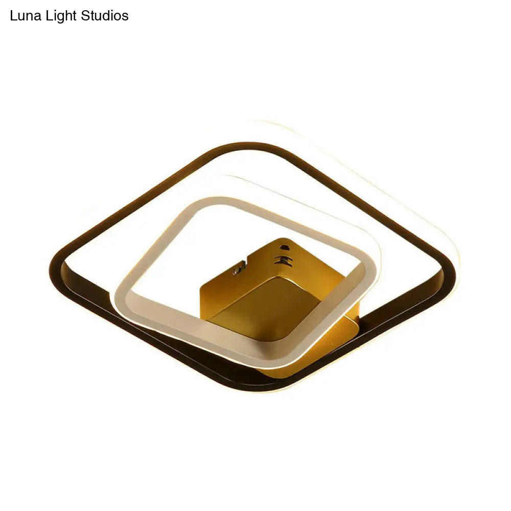 DecorBites™ DecorBites™ Modern Geometric LED Flush Ceiling Light in Black and White - Aluminum Finish