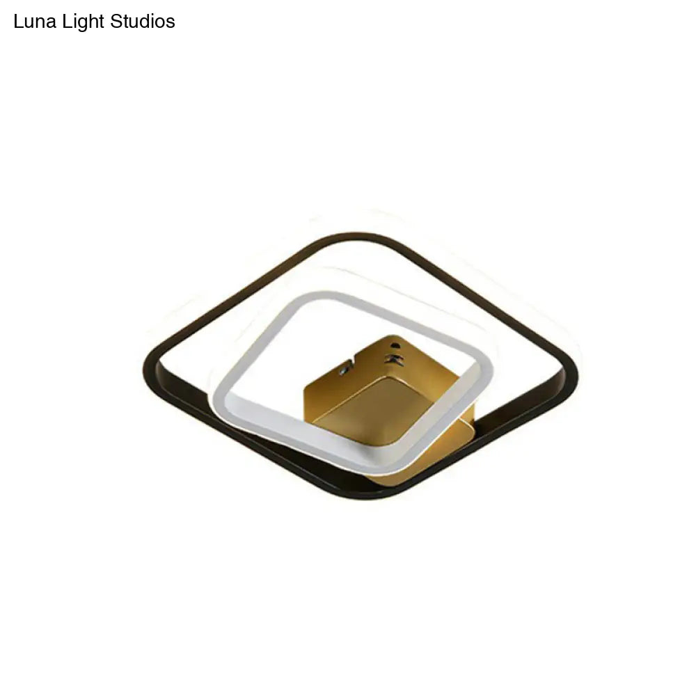 DecorBites™ DecorBites™ Modern Geometric LED Flush Ceiling Light in Black and White - Aluminum Finish