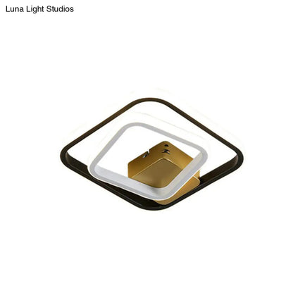 DecorBites™ DecorBites™ Modern Geometric LED Flush Ceiling Light in Black and White - Aluminum Finish