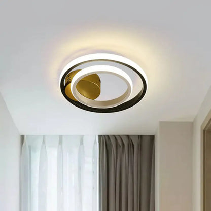DecorBites™ DecorBites™ Modern Geometric LED Flush Ceiling Light in Black and White - Aluminum Finish
