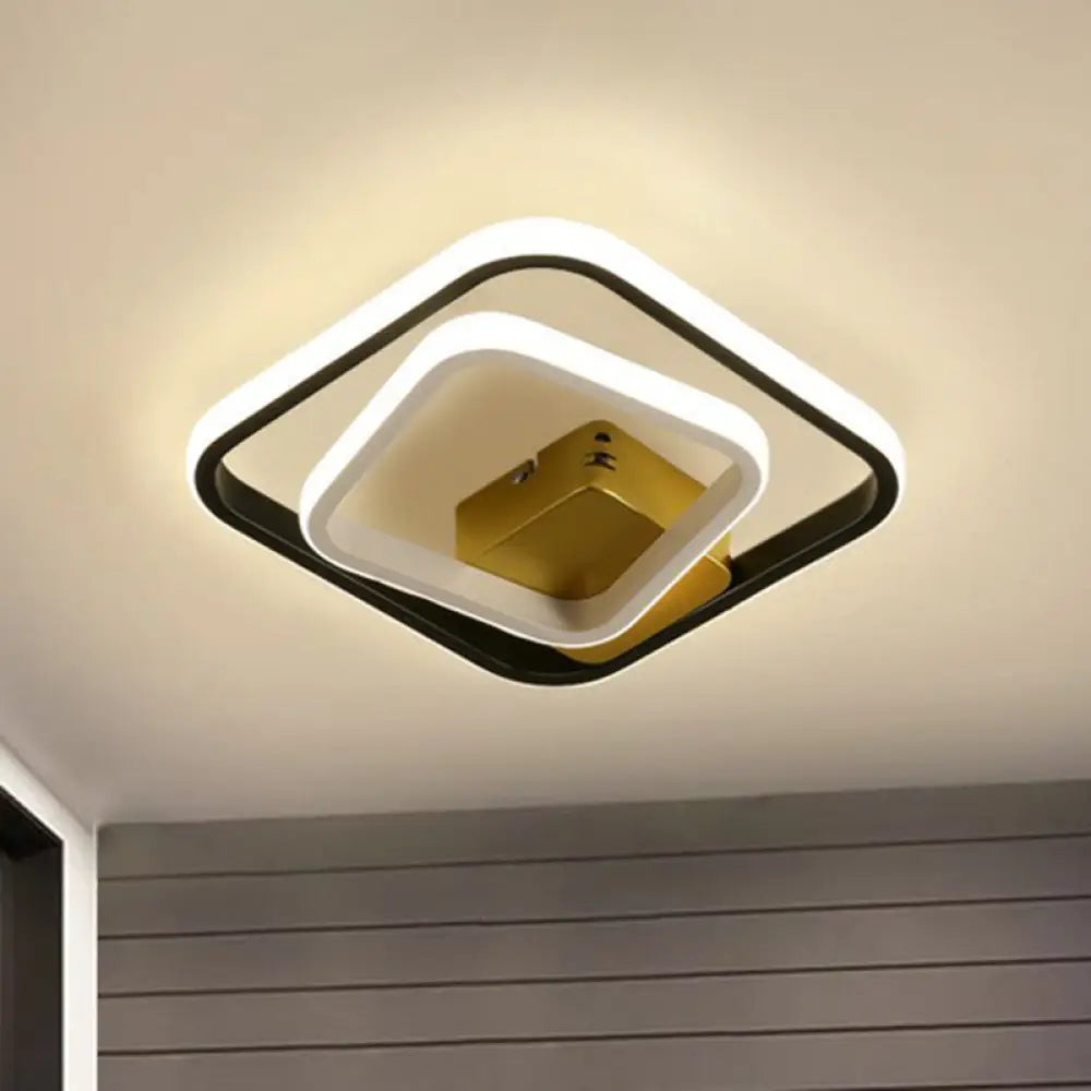 DecorBites™ DecorBites™ Modern Geometric LED Flush Ceiling Light in Black and White - Aluminum Finish