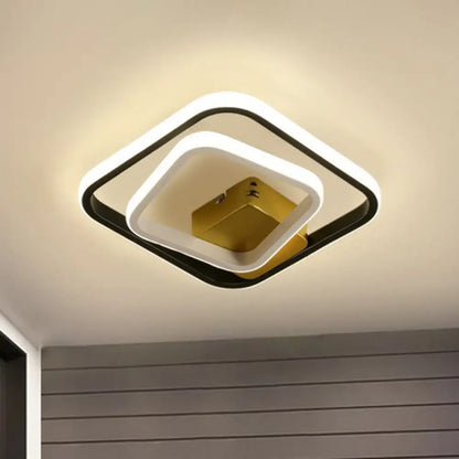 DecorBites™ DecorBites™ Modern Geometric LED Flush Ceiling Light in Black and White - Aluminum Finish