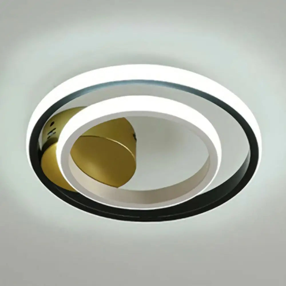 DecorBites™ DecorBites™ Modern Geometric LED Flush Ceiling Light in Black and White - Aluminum Finish