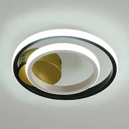 DecorBites™ DecorBites™ Modern Geometric LED Flush Ceiling Light in Black and White - Aluminum Finish