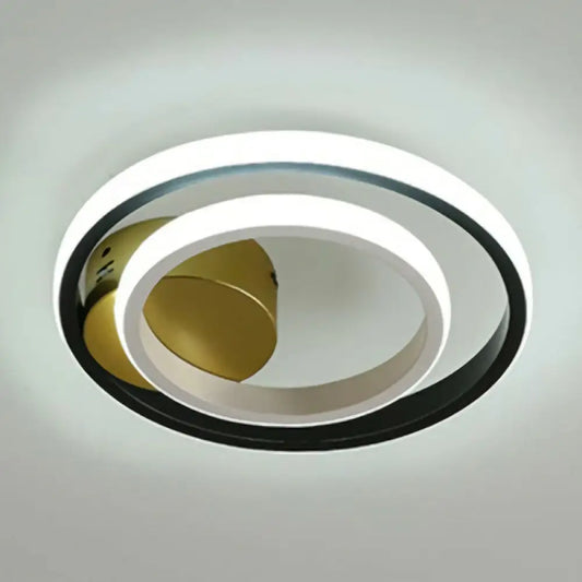 DecorBites™ DecorBites™ Modern Geometric LED Flush Ceiling Light in Black and White - Aluminum Finish