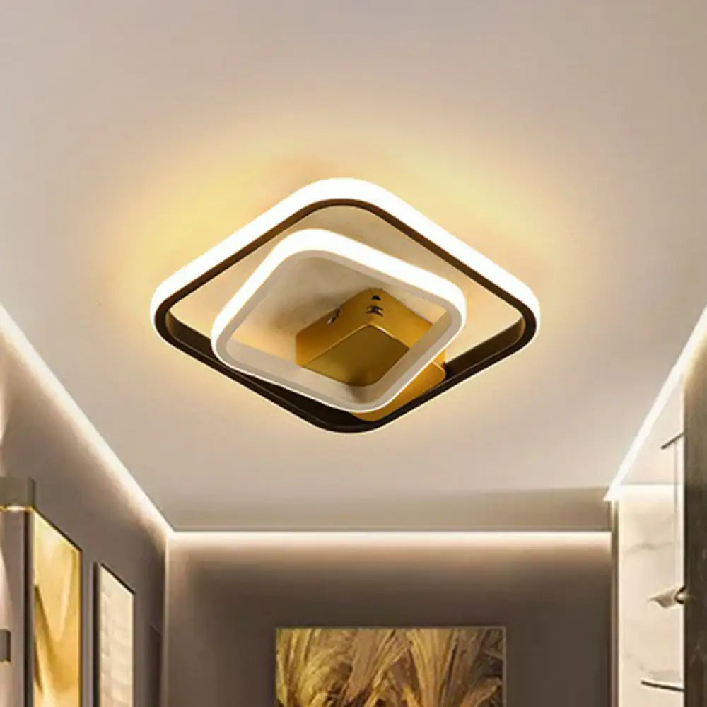 DecorBites™ DecorBites™ Modern Geometric LED Flush Ceiling Light in Black and White - Aluminum Finish