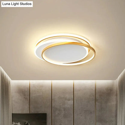 DecorBites™ DecorBites™ Modern Geometric LED Flush Mount Ceiling Light in Gold Acrylic for Bedroom