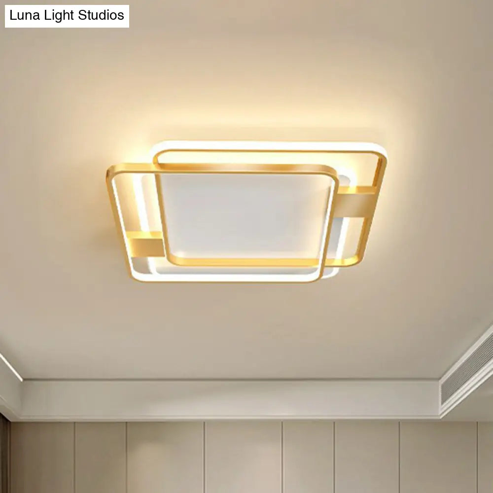 DecorBites™ DecorBites™ Modern Geometric LED Flush Mount Ceiling Light in Gold Acrylic for Bedroom