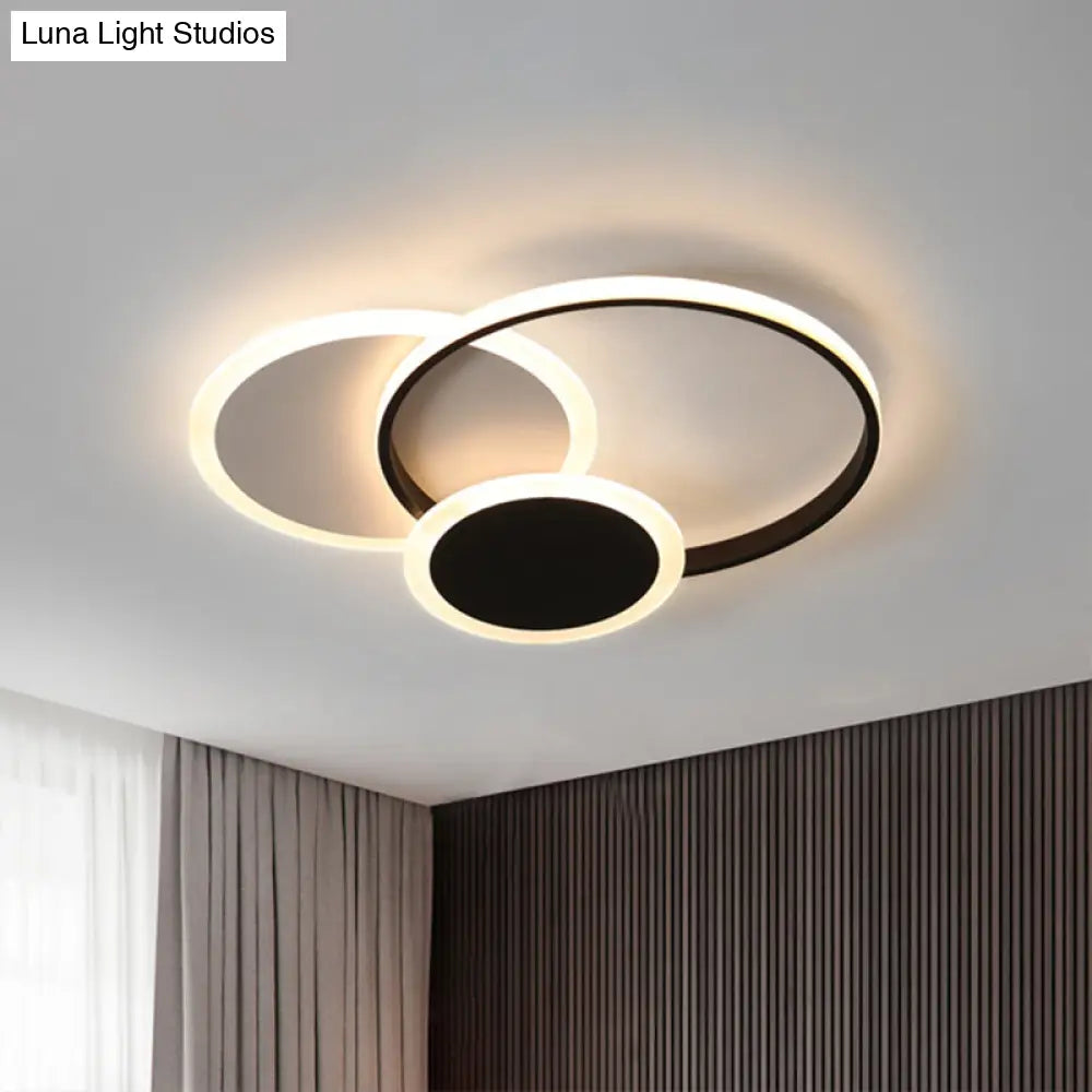 DecorBites™ DecorBites™ Modern Geometric LED Flush Mount in Black & White for Minimalist Bedrooms