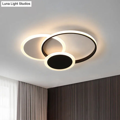 DecorBites™ DecorBites™ Modern Geometric LED Flush Mount in Black & White for Minimalist Bedrooms