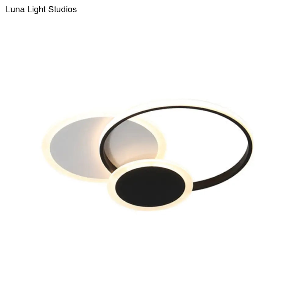 DecorBites™ DecorBites™ Modern Geometric LED Flush Mount in Black & White for Minimalist Bedrooms