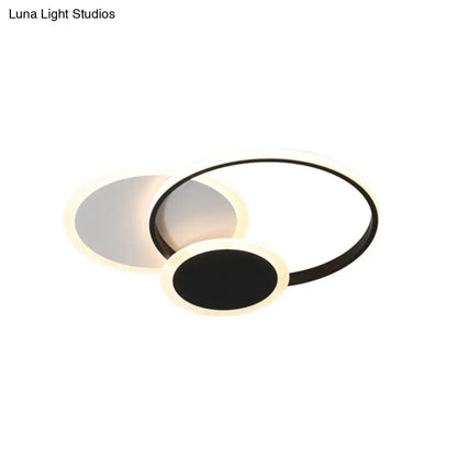 DecorBites™ DecorBites™ Modern Geometric LED Flush Mount in Black & White for Minimalist Bedrooms