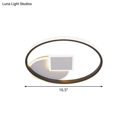 DecorBites™ DecorBites™ Modern Geometric LED Flushmount Ceiling Lamp - Thin Acrylic, Black-White, 16.5"/20.5" W - Warm/White Light for Dorm