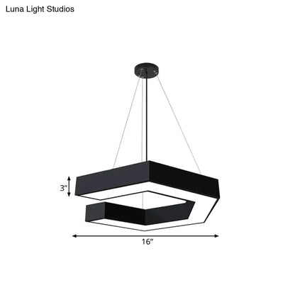 مصباح LED هندسي حديث معلق للمكتب - معدن أسود، بمقاسات مختلفة