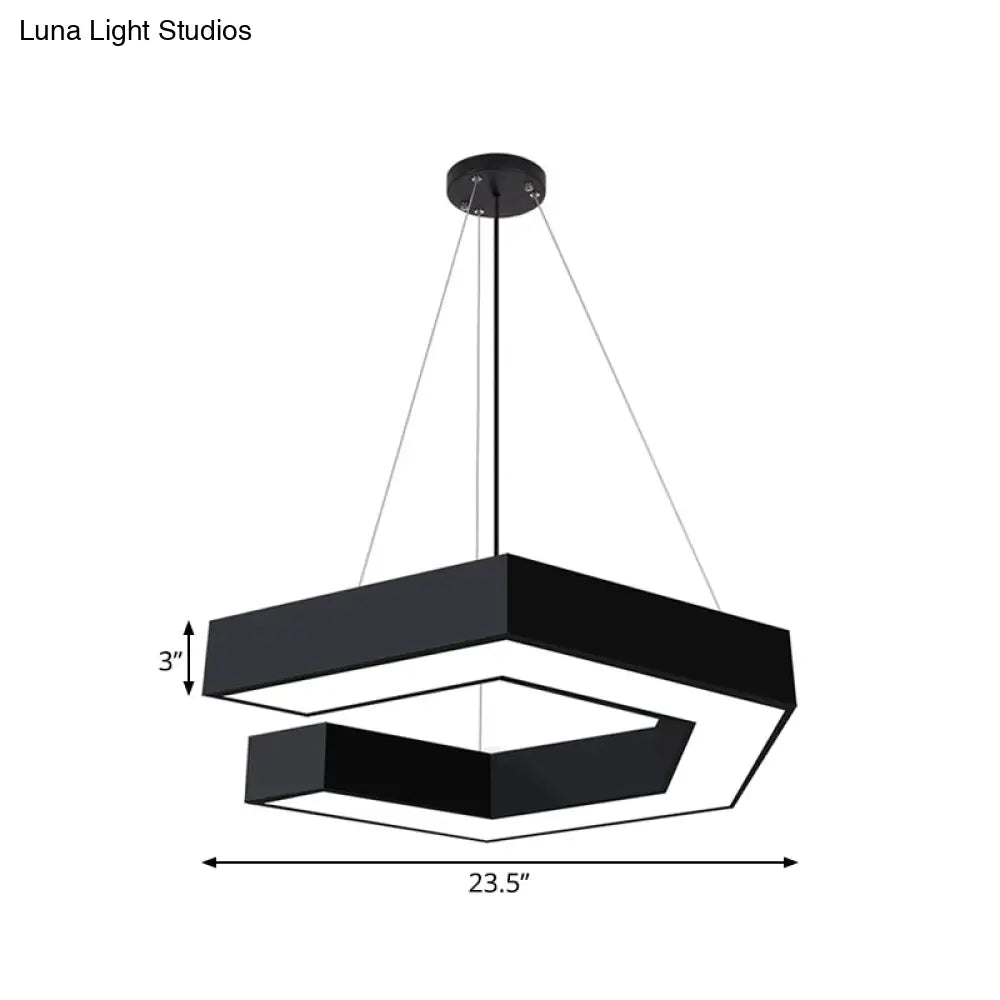 مصباح LED هندسي حديث معلق للمكتب - معدن أسود، بمقاسات مختلفة