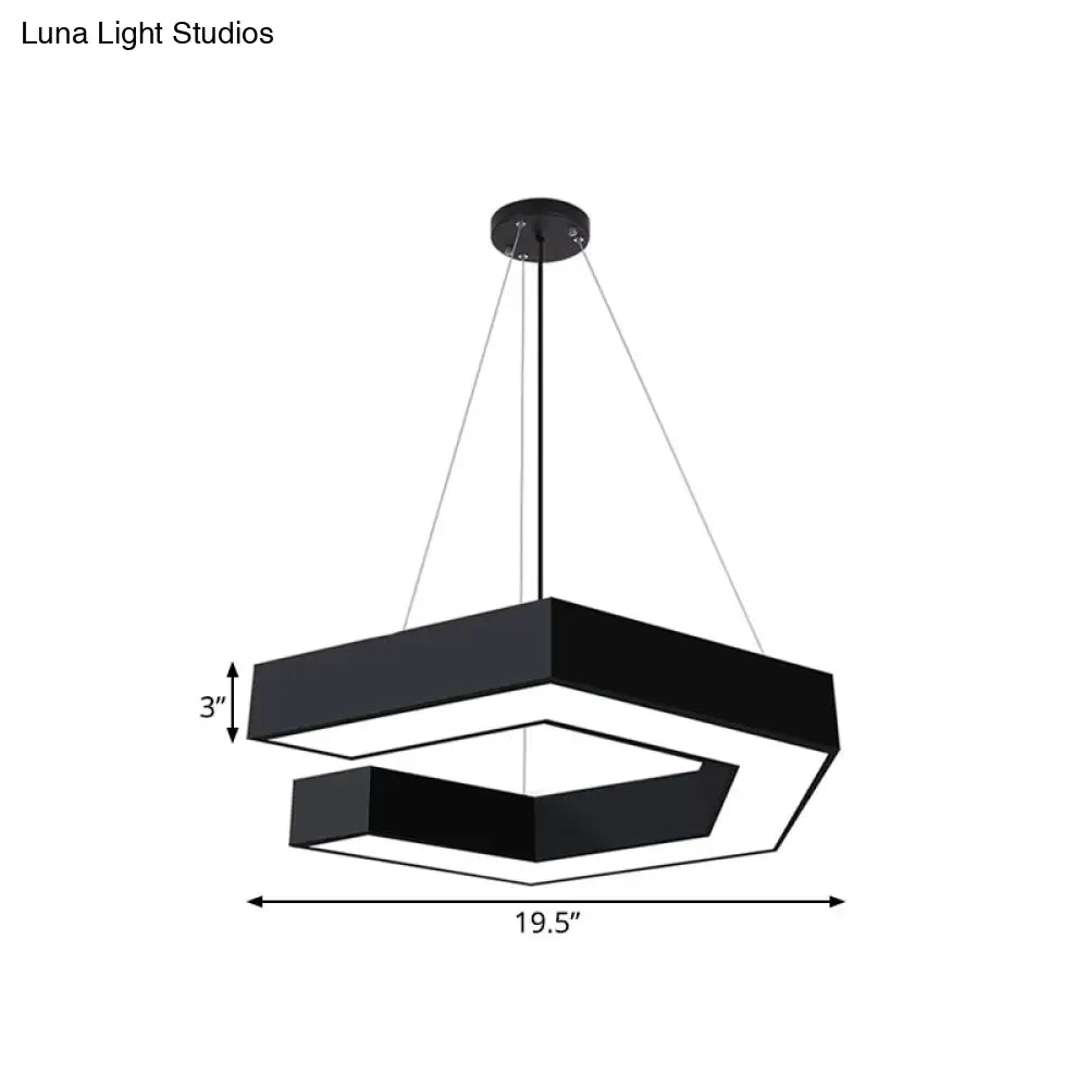 مصباح LED هندسي حديث معلق للمكتب - معدن أسود، بمقاسات مختلفة