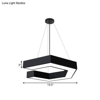 مصباح LED هندسي حديث معلق للمكتب - معدن أسود، بمقاسات مختلفة