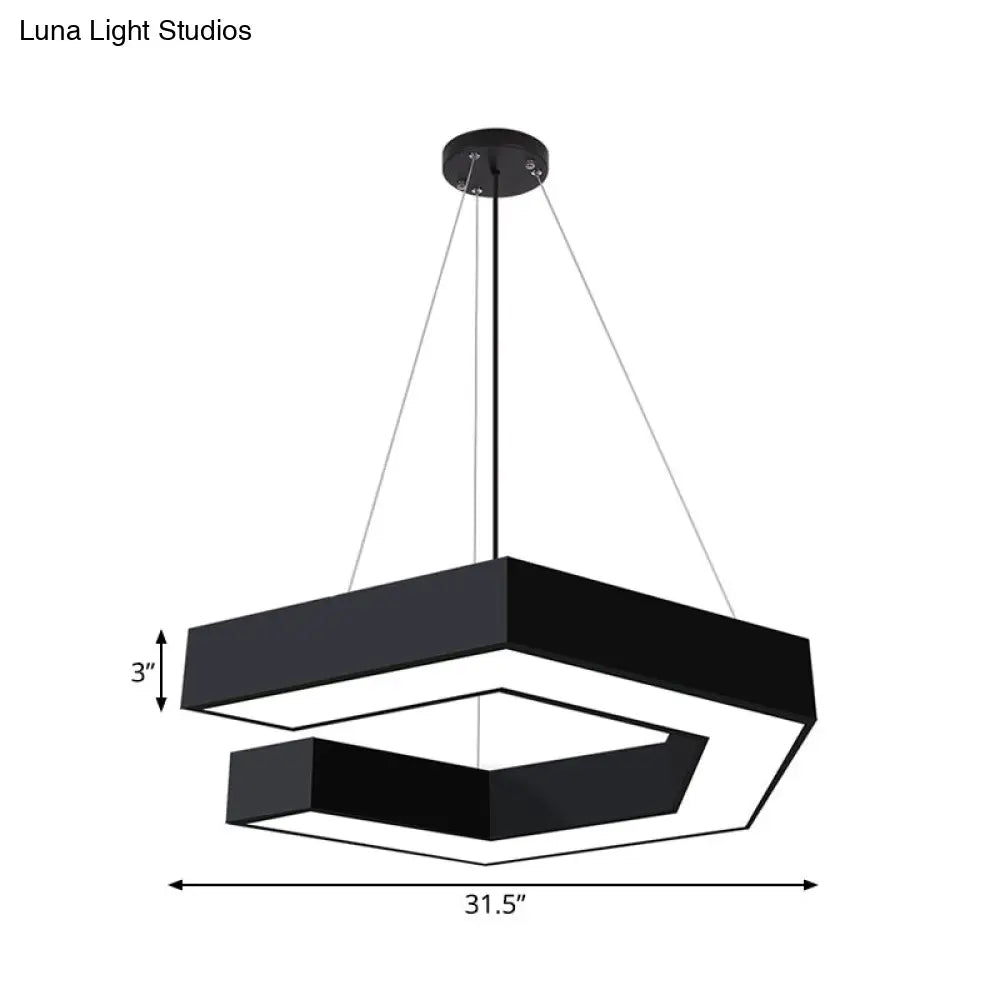 مصباح LED هندسي حديث معلق للمكتب - معدن أسود، بمقاسات مختلفة