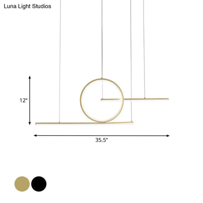 مصباح معلق LED هندسي حديث من DecorBites™ باللونين الأسود والذهبي، بإضاءة دافئة/بيضاء - مثالي لإضاءة المطبخ والمناظر الطبيعية والجزيرة
