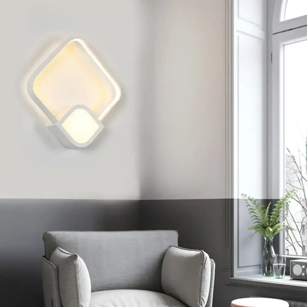 Modern geometric led white wall sconce light with warm glow for living room 220v-240v 110v-120v use
