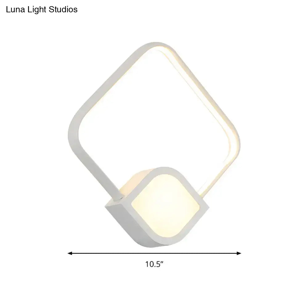 Modern geometric led white wall sconce light with diamond shape and glowing square fixture for living room 220v-240v 110v-120v