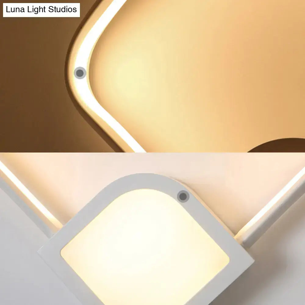 Modern geometric led white wall sconce light with sleek white frame and warm diffused illumination for living room 220v-240v