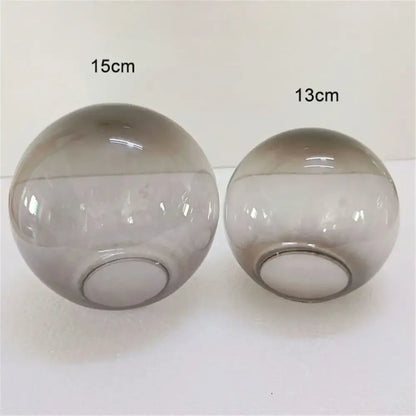 Two translucent gray glass globe shades in 15cm and 13cm diameters for modern geometric magic bean lighting