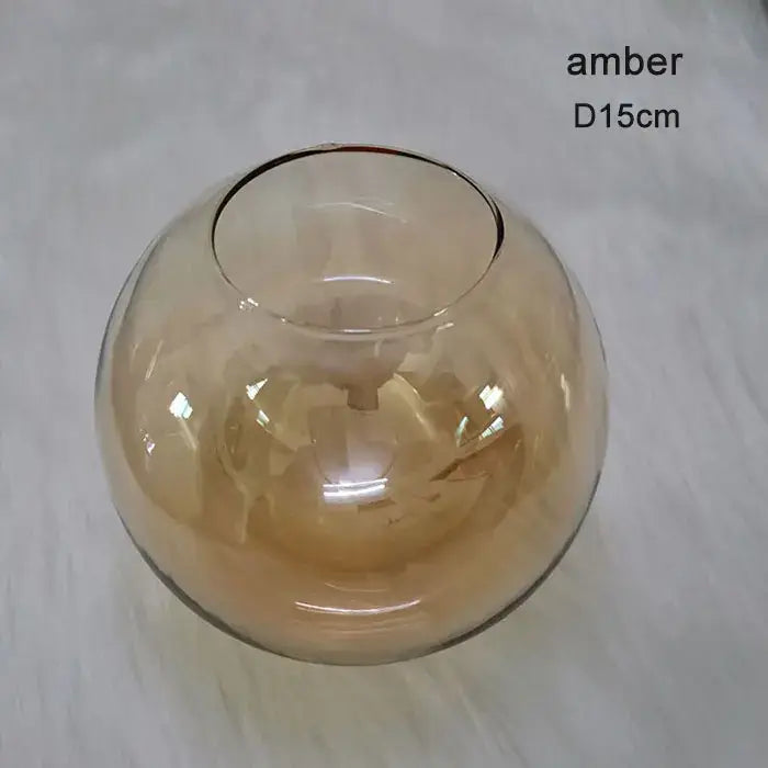 Amber-colored glass bowl with smooth rounded shape 15cm diameter for modern geometric magic bean lighting design