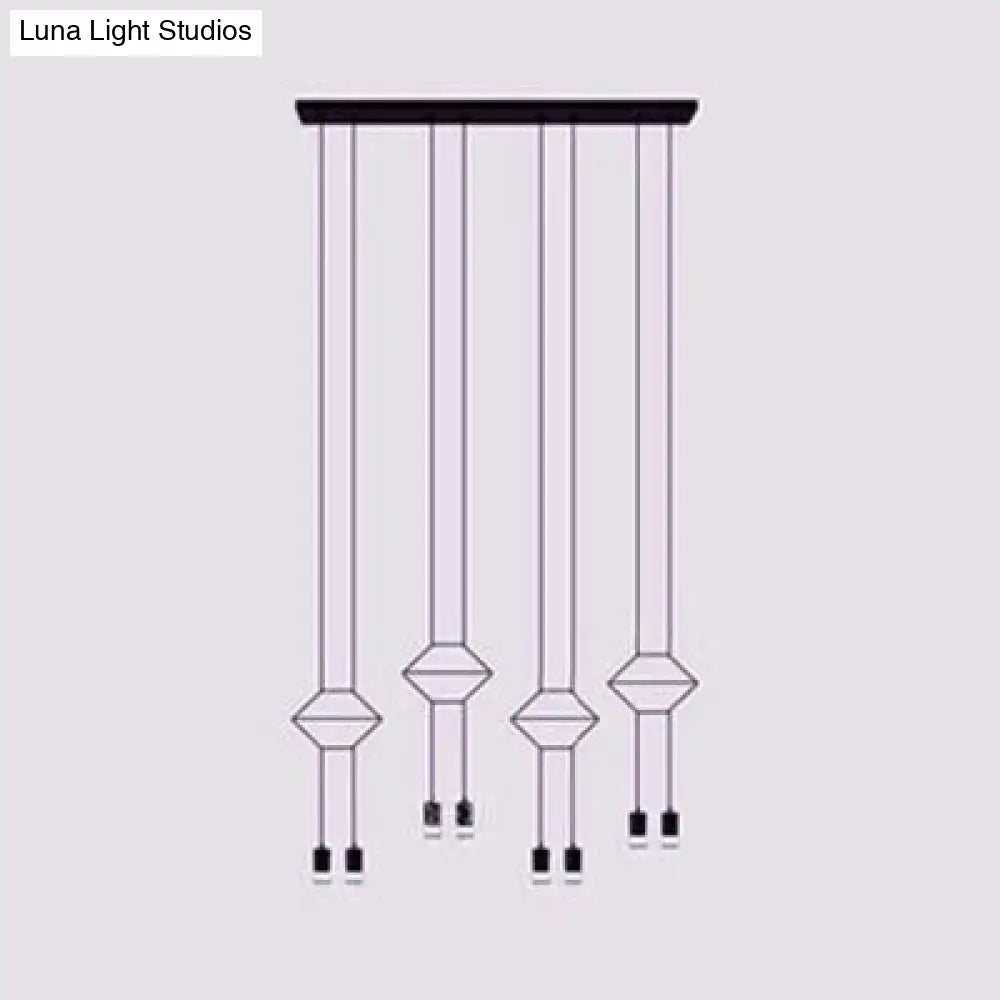 مصباح سقف معدني هندسي حديث - مصباح معلق أسود مع 2/4/6 مصابيح