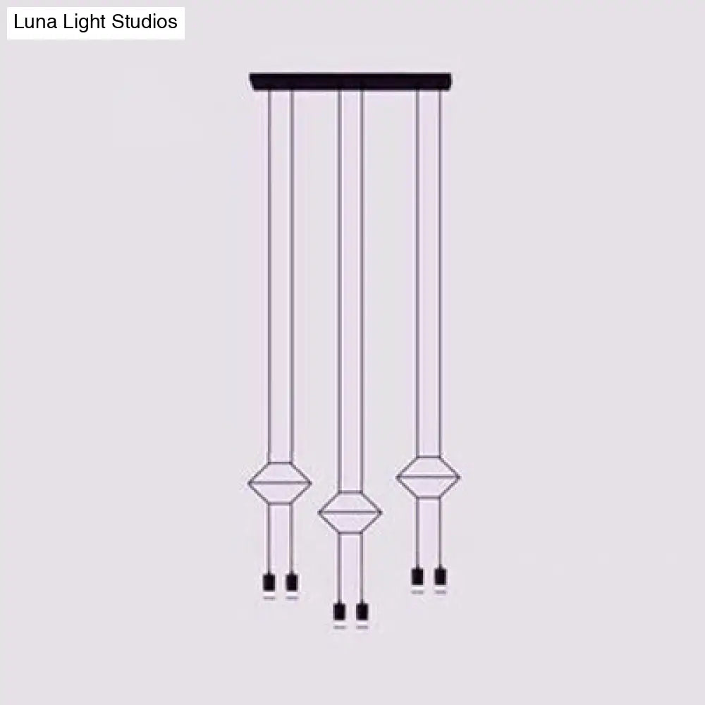 مصباح سقف معدني هندسي حديث - مصباح معلق أسود مع 2/4/6 مصابيح