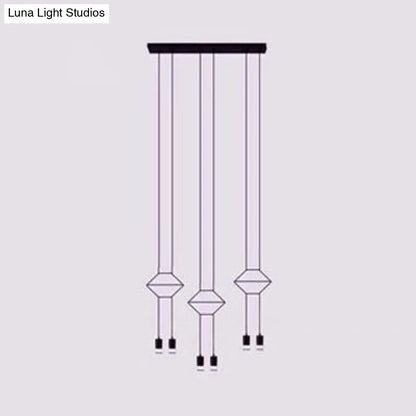 مصباح سقف معدني هندسي حديث - مصباح معلق أسود مع 2/4/6 مصابيح