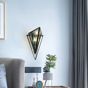 Modern geometric smoke gray led wall lamp with black triangular glass panels for living room wall sconce lighting