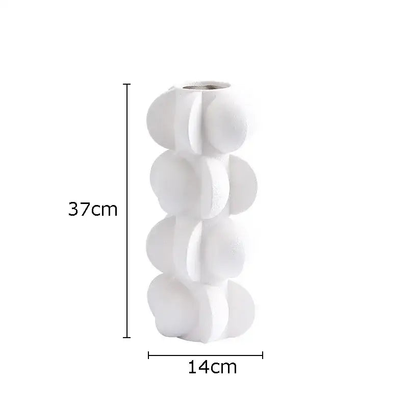 A tall white ceramic vase with modern stacked spheres for decorbites geometric spiral resin living room decor