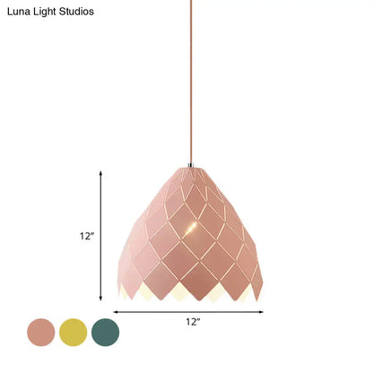 مصباح معلق هندسي حديث - معدن نورديك، 1 مصباح معلق باللون الوردي/الأصفر/الأخضر