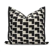 Modern geometric texture black and off-white cushion cover with a sleek design for living room decorbites geometric texture
