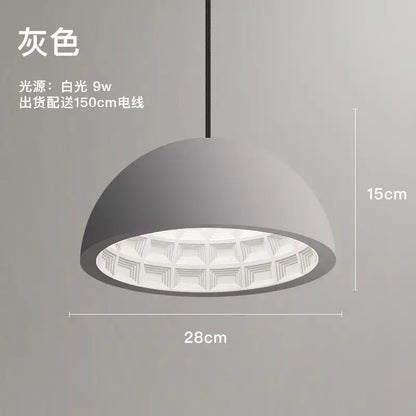 Gray dome-shaped creamy gypsum pendant light with textured white interior and 9w led bulb for modern decorbites pendant lights