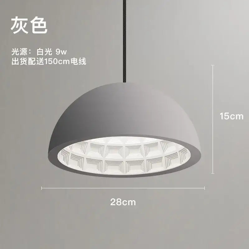 Gray dome-shaped creamy gypsum pendant light with textured white interior and 9w led bulb for modern decorbites pendant lights