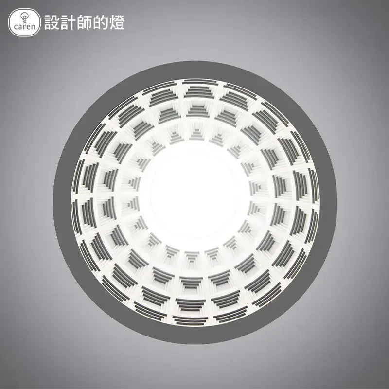 Modern geometric white creamy gypsum pendant lights featuring circular recessed ceiling light with concentric rings for decorbites decor