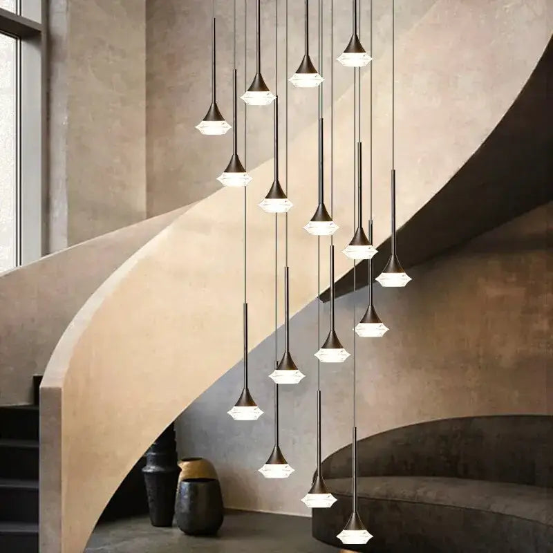 Modern geometric black and white faceted glass pendant lights from decorbites deluxe villa chandelier collection for living room