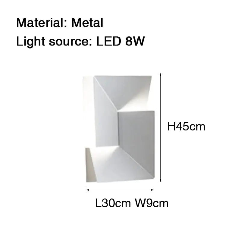 Modern geometric white metal grand sconce lamp with angular design and led 8w light source by decorbites grand sconce