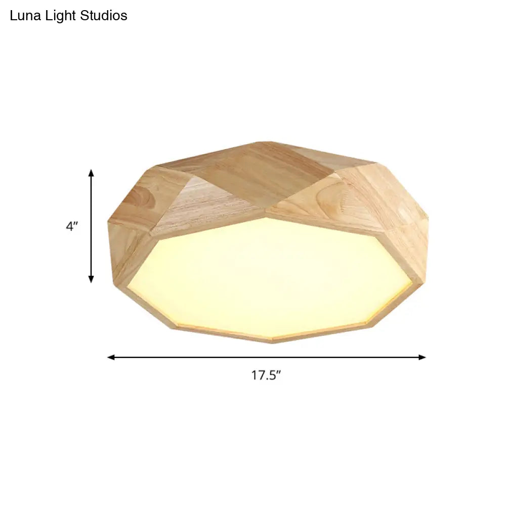 DecorBites™ DecorBites™ Modern Geometric Wood Beige Ceiling Light with Acrylic Diffuser - LED Flush Mount Lamp, 18"/26" Wide