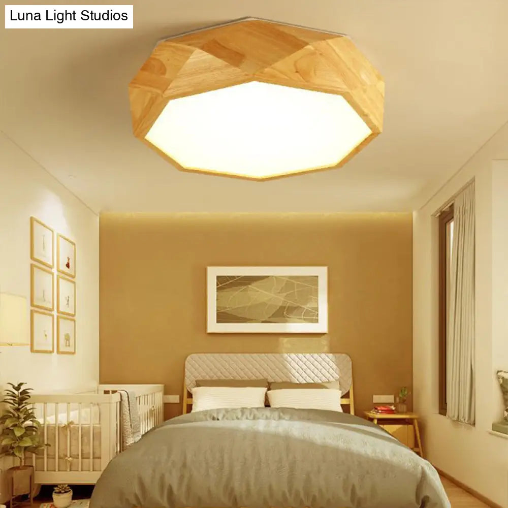 DecorBites™ DecorBites™ Modern Geometric Wood Beige Ceiling Light with Acrylic Diffuser - LED Flush Mount Lamp, 18"/26" Wide