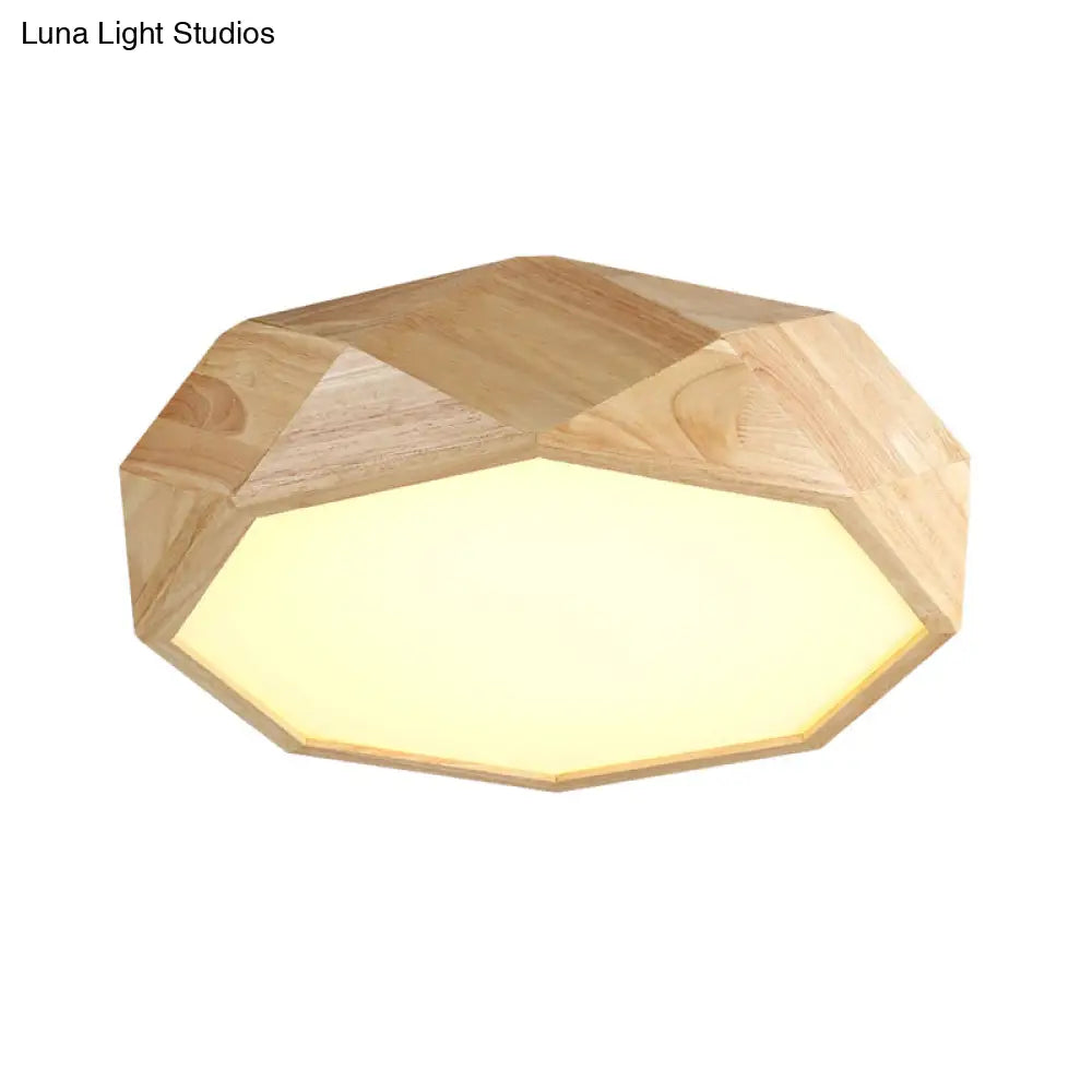 DecorBites™ DecorBites™ Modern Geometric Wood Beige Ceiling Light with Acrylic Diffuser - LED Flush Mount Lamp, 18"/26" Wide