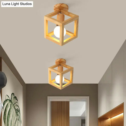 DecorBites™ DecorBites™ Modern Geometric Wooden Flush-Mount Ceiling Light Fixture - Small Size